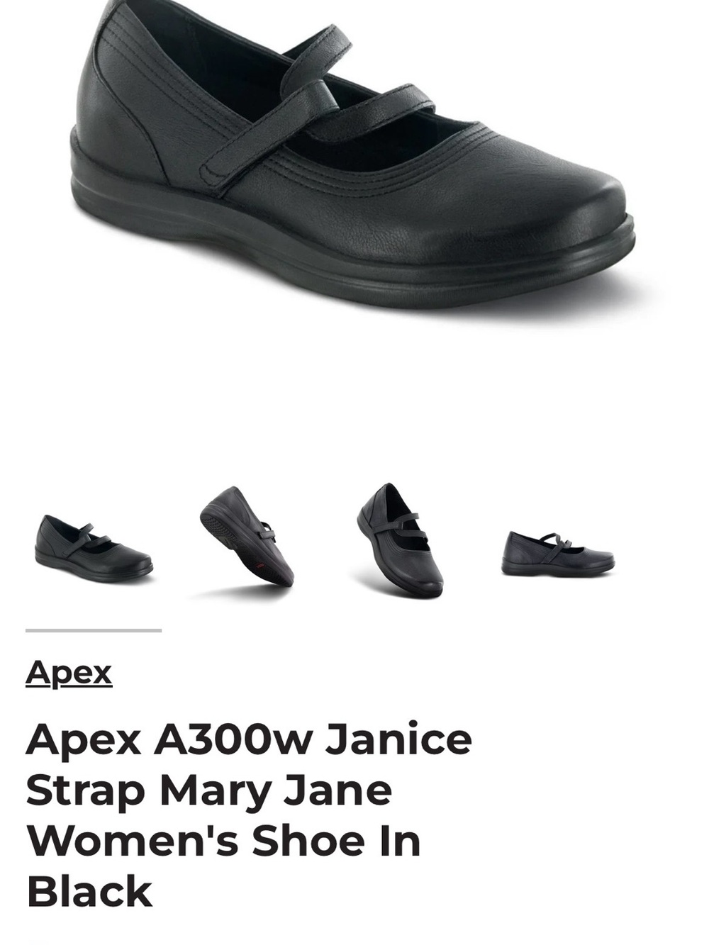 Apex Double-Strap Mary Jane Women's Comfort Shoe - Black 7.5 Extra Wide